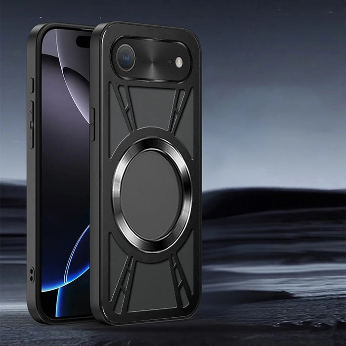 For iPhone Air Case Magnetic Case Hollow Heat Dissipation PC + Silicone Phone Coverr - Black - 2