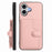 For iPhone 17 Case RFID Blocking Card Holder Kickstand TPU + PU Leather Phone Back Cover - Rose Gold - 2