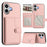 For iPhone 17 Case RFID Blocking Card Holder Kickstand TPU + PU Leather Phone Back Cover - Rose Gold - 3