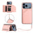 For iPhone 18 Pro Max / 17 Pro Max Case Card Holder Kickstand Skin-Touch Phone Cover with Wrist Strap - Pink - 1