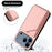 For iPhone 18 Pro Max / 17 Pro Max Case Card Holder Kickstand Skin-Touch Phone Cover with Wrist Strap - Pink - 3