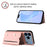 For iPhone 18 Pro Max / 17 Pro Max Case Card Holder Kickstand Skin-Touch Phone Cover with Wrist Strap - Pink - 4