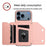 For iPhone 18 Pro Max / 17 Pro Max Case Card Holder Kickstand Skin-Touch Phone Cover with Wrist Strap - Pink - 5