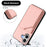 For iPhone 17 Case Card Holder Kickstand Skin-Touch Phone Cover with Wrist Strap - Pink - 3