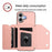 For iPhone 17 Case Card Holder Kickstand Skin-Touch Phone Cover with Wrist Strap - Pink - 5
