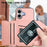 For iPhone 17 Case Card Holder Kickstand Skin-Touch Phone Cover with Wrist Strap - Pink - 6