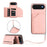 For iPhone Air Case Card Holder Kickstand Skin-Touch Phone Cover with Wrist Strap - Pink - 1