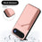 For iPhone Air Case Card Holder Kickstand Skin-Touch Phone Cover with Wrist Strap - Pink - 3