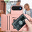 For iPhone Air Case Card Holder Kickstand Skin-Touch Phone Cover with Wrist Strap - Pink - 6