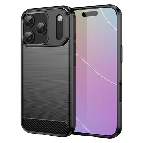 AMORUS For iPhone 17 Pro Case Carbon Fiber Texture Brushed Protective Phone Cover - Black - 1