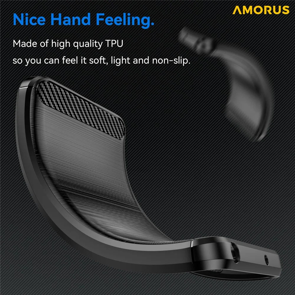 AMORUS For iPhone 17 Pro Case Carbon Fiber Texture Brushed Protective Phone Cover - Black - 4