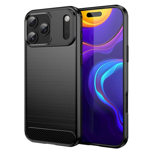 AMORUS For iPhone 17 Pro Max Case Carbon Fiber Texture Brushed Protective Phone Cover - Black - 1
