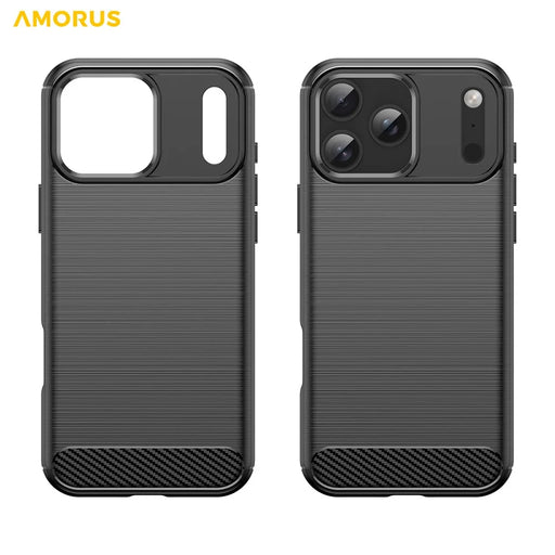 AMORUS For iPhone 17 Pro Max Case Carbon Fiber Texture Brushed Protective Phone Cover - Black - 2