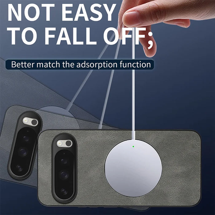 WANLONFENG For Google Pixel 10 Pro XL Magnetic Case  SD1 Series Nappa Texture PC TPU Phone Cover - Grey - 3