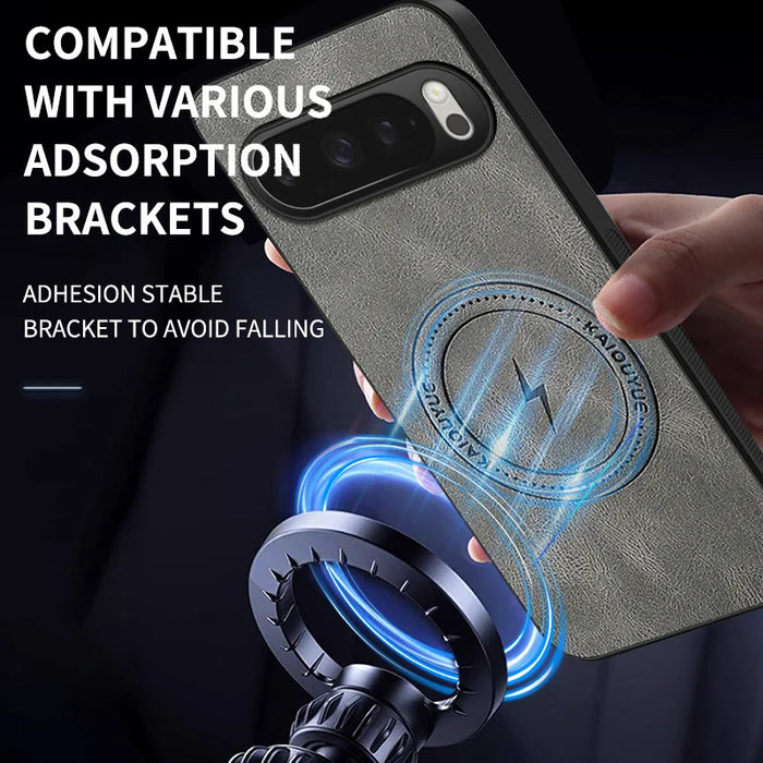 WANLONFENG For Google Pixel 10 Pro XL Magnetic Case  SD1 Series Nappa Texture PC TPU Phone Cover - Grey - 6