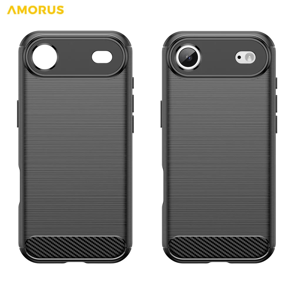 AMORUS For iPhone Air Case Carbon Fiber Texture Brushed Protective Phone Cover - Black - 2