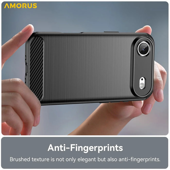 AMORUS For iPhone Air Case Carbon Fiber Texture Brushed Protective Phone Cover - Black - 5
