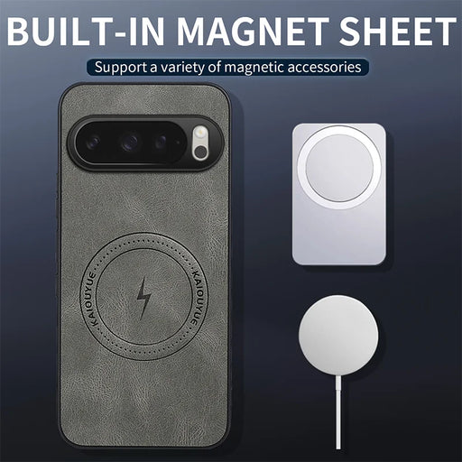 WANLONFENG For Google Pixel 10 Magnetic Case  SD1 Series Nappa Texture PC TPU Phone Cover - Grey - 2