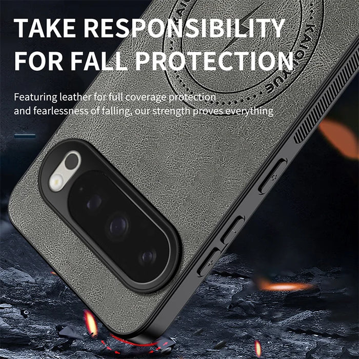 WANLONFENG For Google Pixel 10 Magnetic Case  SD1 Series Nappa Texture PC TPU Phone Cover - Grey - 4