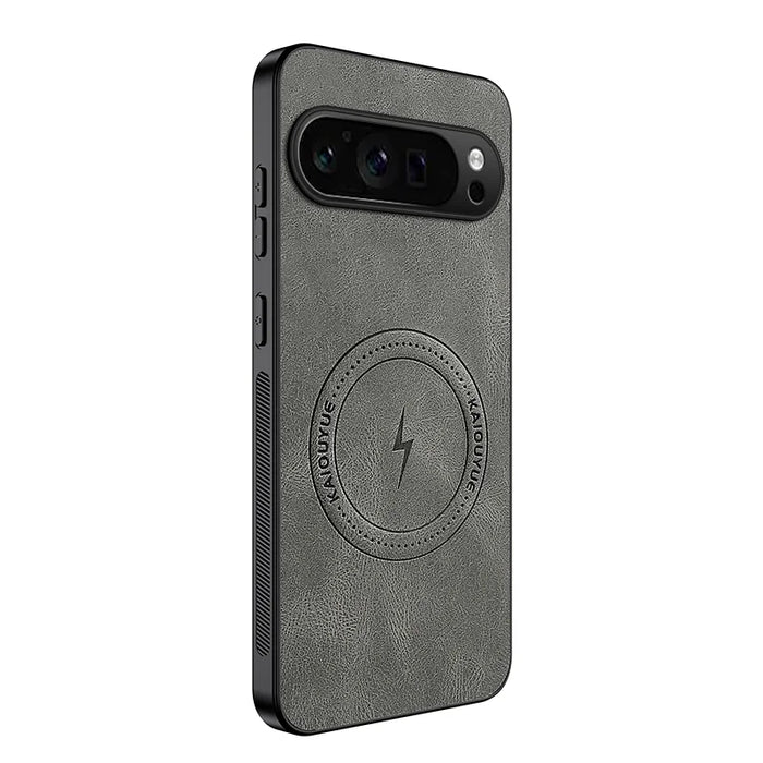WANLONFENG For Google Pixel 9 Pro Magnetic Case  SD1 Series Nappa Texture PC TPU Phone Cover - Grey - 1