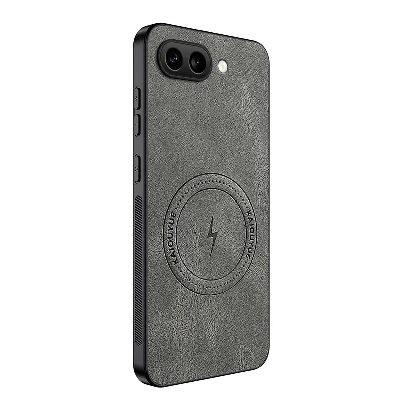 WANLONFENG For Google Pixel 9a Magnetic Case  SD1 Series Nappa Texture PC TPU Phone Cover - Grey - 1