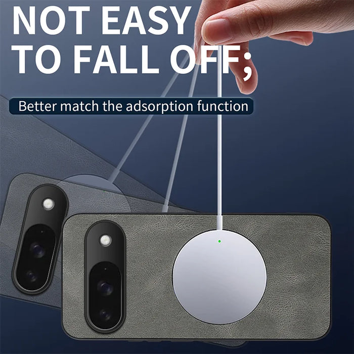 WANLONFENG For Google Pixel 9 Magnetic Case  SD1 Series Nappa Texture PC TPU Phone Cover - Grey - 3