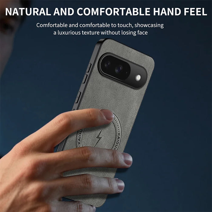 WANLONFENG For Google Pixel 9 Magnetic Case  SD1 Series Nappa Texture PC TPU Phone Cover - Grey - 5