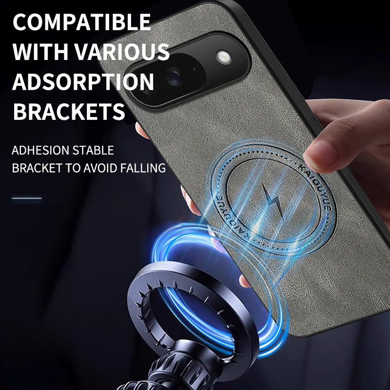 WANLONFENG For Google Pixel 9 Magnetic Case  SD Series PC TPU Phone Cover with 2Pcs Screen Film - Grey - 6