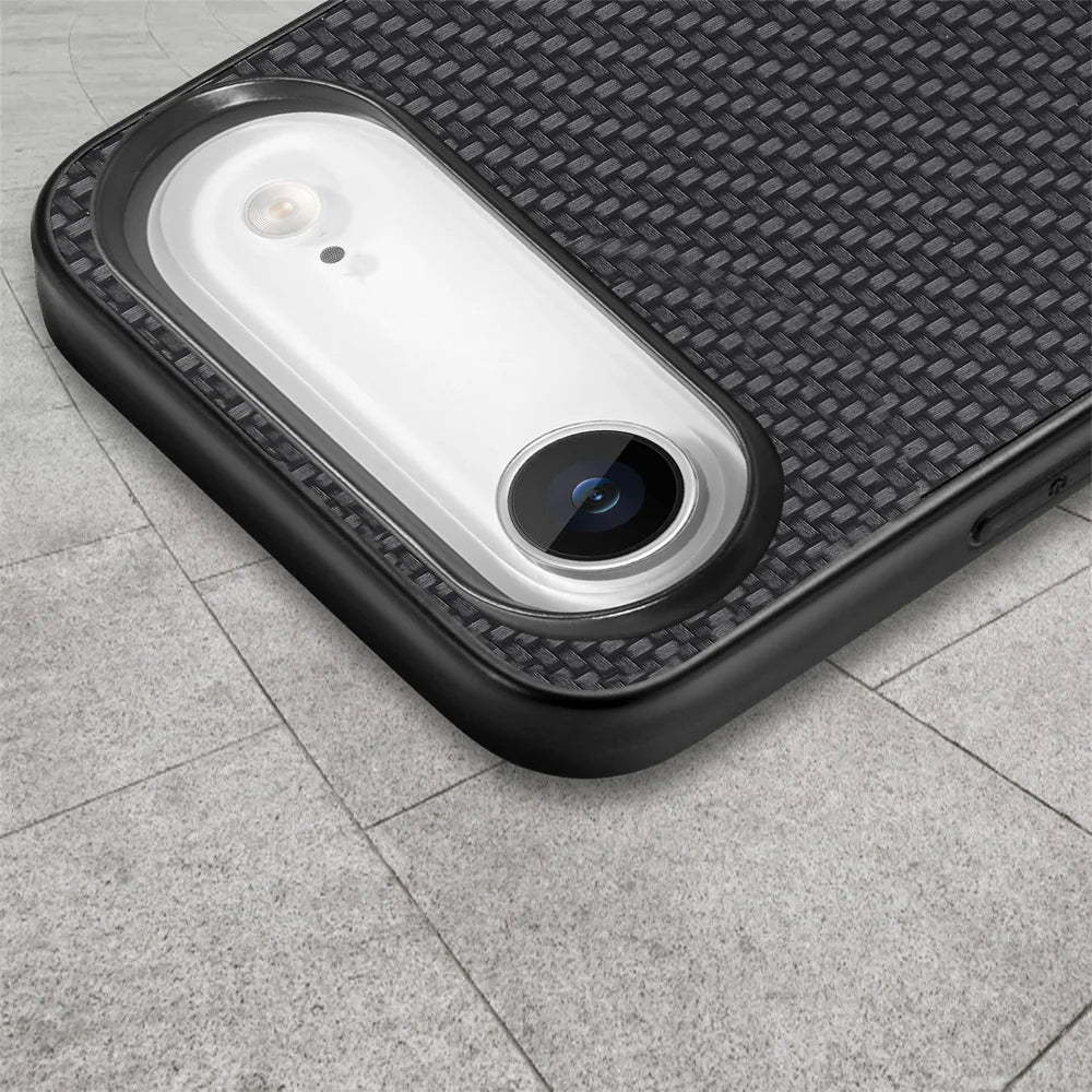 For iPhone Air Case Carbon Fiber Texture PU+PC+TPU Phone Back Cover - Black - 5