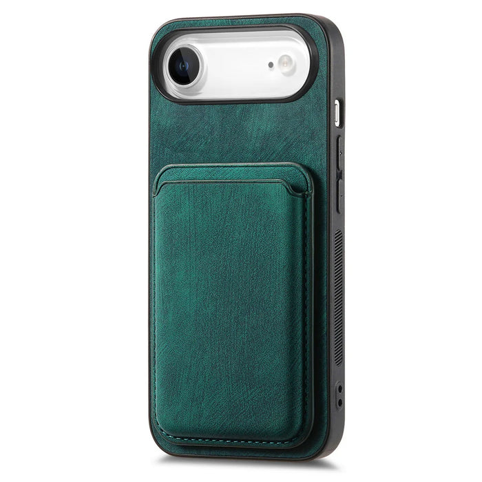 For iPhone Air Case Compatible with MagSafe Leather Back Cover with Detachable Card Holder - Green - 2