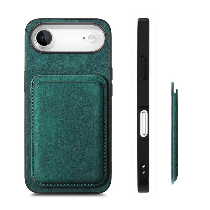 For iPhone Air Case Compatible with MagSafe Leather Back Cover with Detachable Card Holder - Green - 5