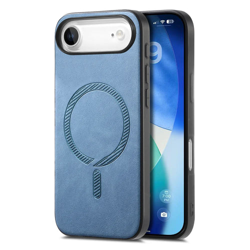 For iPhone Air Leather Back Case Compatible with MagSafe Skin-touch Phone Cover - Blue - 1