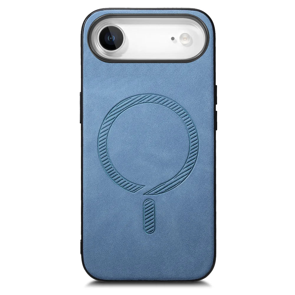 For iPhone Air Leather Back Case Compatible with MagSafe Skin-touch Phone Cover - Blue - 4