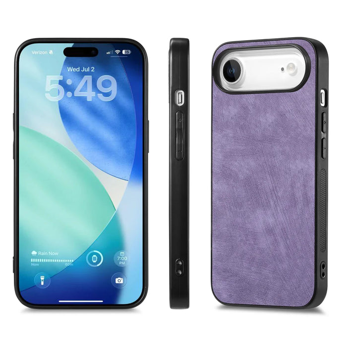 For iPhone Air Case Shockproof Slim Retro Leather Phone Back Cover - Purple - 1