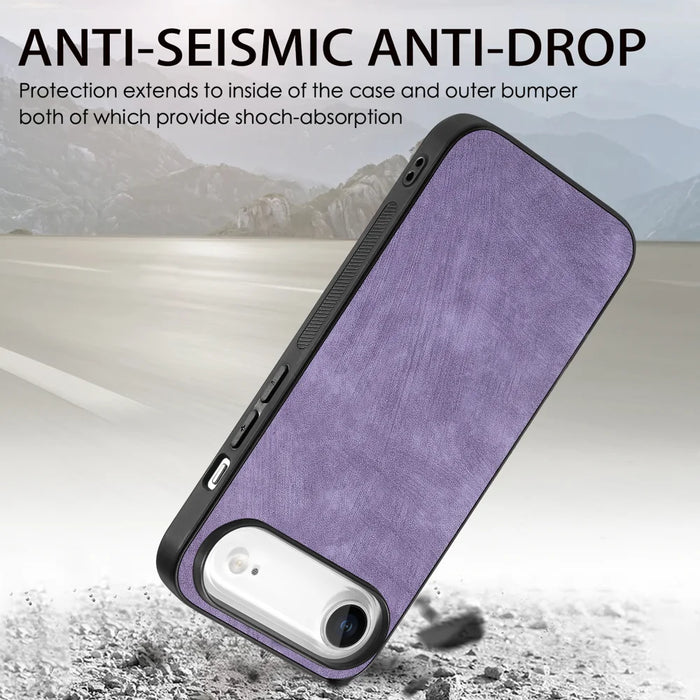 For iPhone Air Case Shockproof Slim Retro Leather Phone Back Cover - Purple - 3