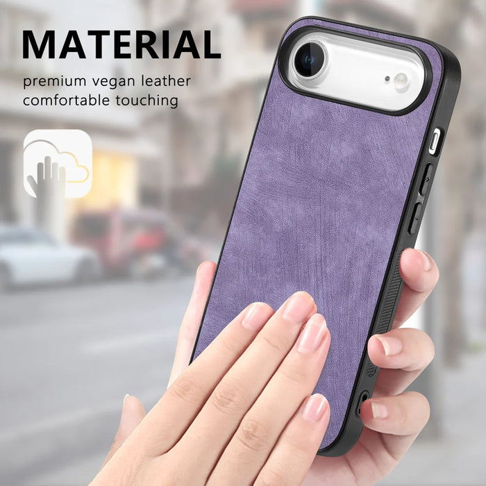 For iPhone Air Case Shockproof Slim Retro Leather Phone Back Cover - Purple - 4