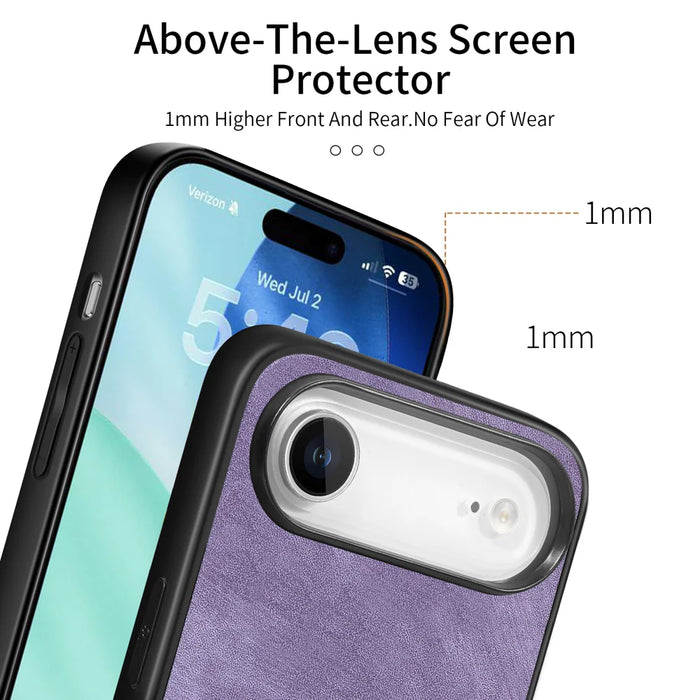 For iPhone Air Case Shockproof Slim Retro Leather Phone Back Cover - Purple - 6