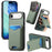 For iPhone Air Case Card Holder Kickstand Carbon Fiber Texture Back Cover - Green - 1