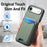 For iPhone Air Case Card Holder Kickstand Carbon Fiber Texture Back Cover - Green - 6