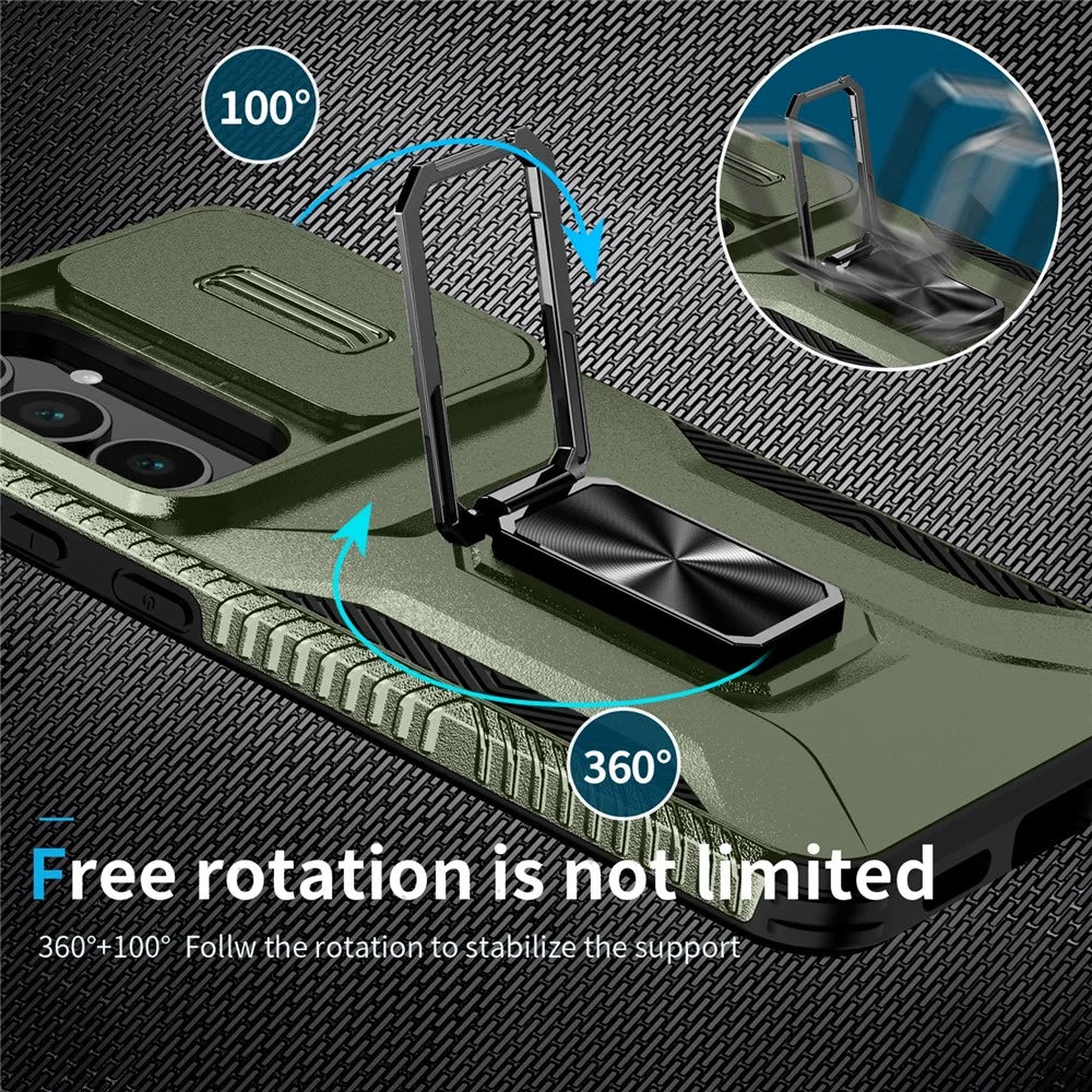 For Samsung Galaxy S25 FE Case Camshield Kickstand TPU + PC Anti-Slip Phone Cover - Green - 4