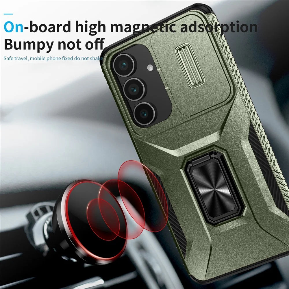 For Samsung Galaxy S25 FE Case Camshield Kickstand TPU + PC Anti-Slip Phone Cover - Green - 6