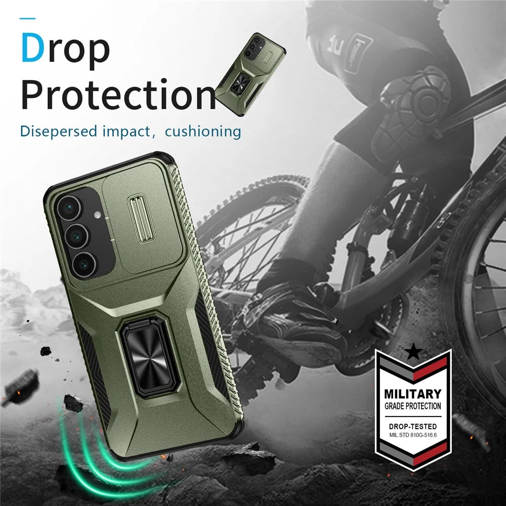 For Samsung Galaxy S25 FE Case Camshield Kickstand TPU + PC Anti-Slip Phone Cover - Green - 7