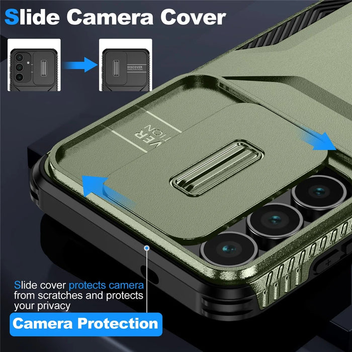 For Samsung Galaxy S25 FE Case Camshield TPU + PC Phone Cover Non-Slip Side Edge - Green - 3