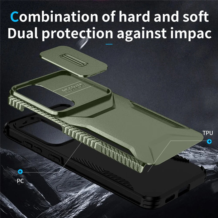 For Samsung Galaxy S25 FE Case Camshield TPU + PC Phone Cover Non-Slip Side Edge - Green - 6