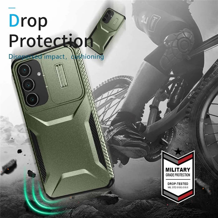 For Samsung Galaxy S25 FE Case Camshield TPU + PC Phone Cover Non-Slip Side Edge - Green - 7