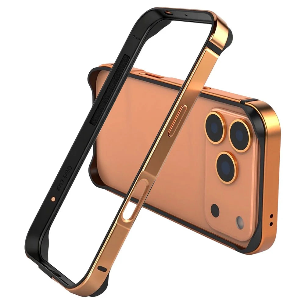 For iPhone 17 Pro Bumper Case Ultra Thin Metal TPU Phone Frame Protective Cover - Orange - 1