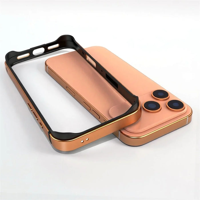 For iPhone 17 Pro Bumper Case Ultra Thin Metal TPU Phone Frame Protective Cover - Orange - 4