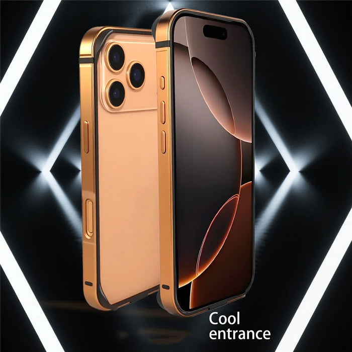 For iPhone 17 Pro Bumper Case Ultra Thin Metal TPU Phone Frame Protective Cover - Orange - 5