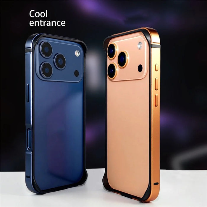 For iPhone 17 Pro Bumper Case Ultra Thin Metal TPU Phone Frame Protective Cover - Orange - 7