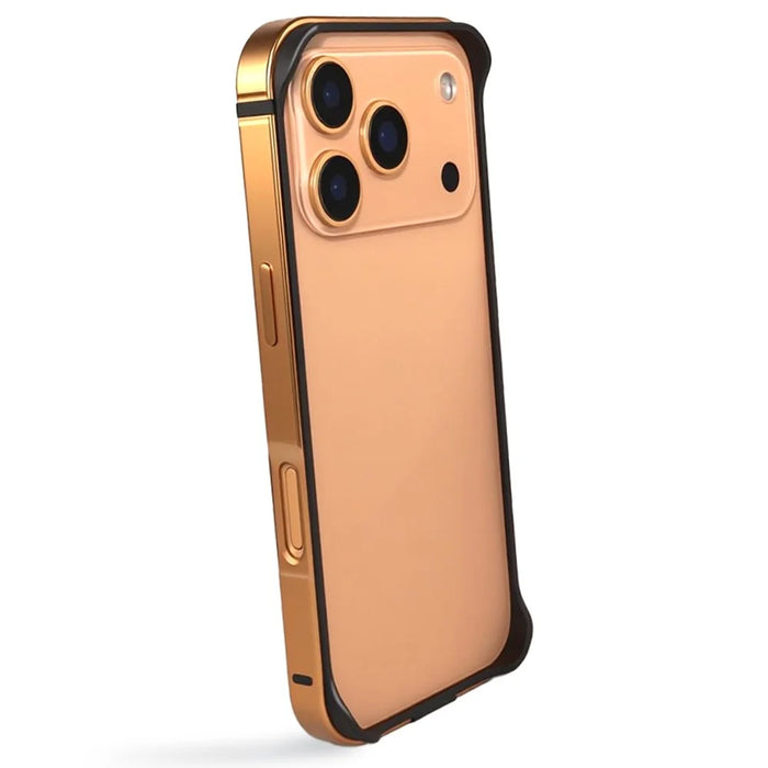 For iPhone 17 Pro Max Bumper Case Ultra Thin Metal TPU Phone Frame Protective Cover - Orange - 2